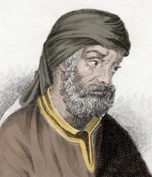 Rappresentazione di Quintus Septimus Florens Tertullianus noto come Tertulliano (ca. 150/160- ca. 230/240) teologo e padre della Chiesa. Incisione del XIX secolo.