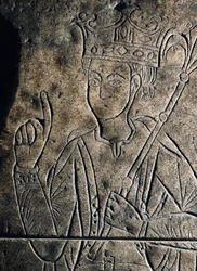 Rappresentazione di Sanchez II Garcia (1010-1029), Conte di Castiglia. Bassorilievo scolpito sulla tomba del Monastero di San Salvador, a Ona (Spagna).