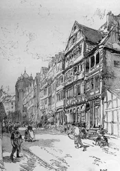 Rappresentazione della Strada Ebraica a Francoforte, luogo di nascita della famiglia Rothschild. Incisione in “The Illustrous World”