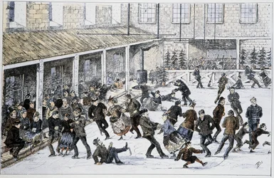 Pista di pattinaggio a Halifax, Nuova Scozia - in "Sketches of canadian sports and pastimes" di Lieut. Henry Buckton Laurence