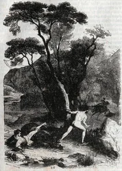 Orlando inseguendo Angelica - incisione del 1851 da 