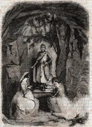 Rolando vede Isabella in una grotta - incisione del 1851 da 