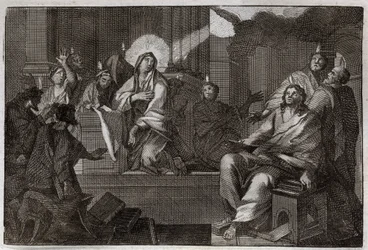 Bibbia di Royaumont, Nuovo Testamento: Pentecoste. Lo Spirito Santo scende sulla Vergine Maria e sugli Apostoli. Illustrazione del 1811.