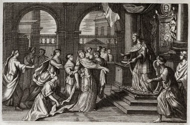 Bibbia di Royaumont, Antico Testamento: Ester si presenta davanti al re Serse I, con l