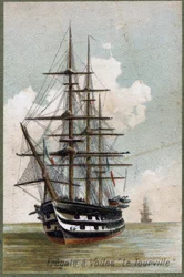 Fregata a vela Le Tourville nel 1787. Cromolitografia del XIX secolo