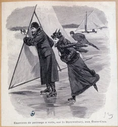 Esercizio di vela, a Shrewsbury, USA, circa 1890 - incisione, fine XIX secolo
