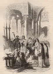 Navigazione di Santa Cunegonda di Lussemburgo (ca. 975-1033/1039) nel 1024, consegnata dal vescovo di Paderborn Meinwerk (ca. 975-1036) nell
