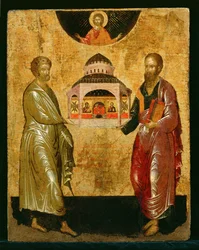 I santi Pietro e Paolo presentano una chiesa a Dio