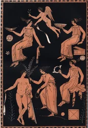 Scena di culto dei Misteri di Eleusi - Scena di iniziazione al culto dei misteri di Eleusi - culto di Demetra e Persefone basato a Eleusi nell