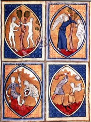Scene della Bibbia raffigurate in mandorle