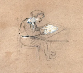 Scolaro al lavoro (disegno, circa 1830)