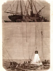 Ricerca di galeoni spagnoli naufragati nella baia di Vigo nel 1702. Pagina tratta da “Emporio Picturesco” 1871