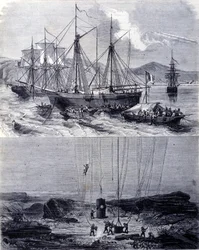 Ricerca di galeoni spagnoli naufragati nella Baia di Vigo nel 1702. XIX secolo