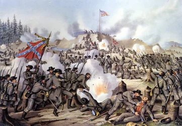 Guerra di Secessione 1861 - 1865 (o Guerra Civile Americana): Battaglia di Fort Sanders o Fort Loudon (Tennessee) il 29/11/1863. Incisione. XIX secolo