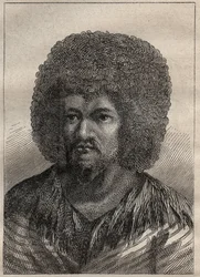Secondo viaggio (1772-1775) del capitano James Cook (1728-1779): ritratto di O-Too (O Too), re di Tahiti - illustrazione tratta da 