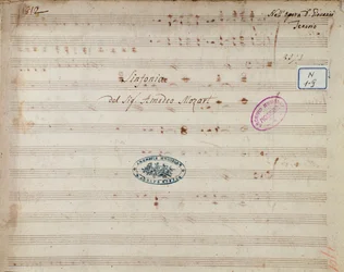 Pagina di spartito della sinfonia di Don Giovanni, opera di Mozart (1812)