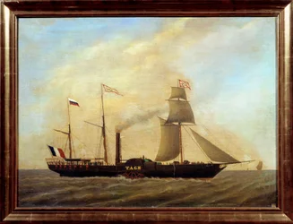Nave con pale sul fiume Tago
