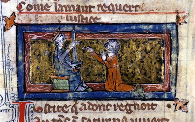 Addolcimento di un cavaliere da parte del Signore. Manoscritto del XIII secolo