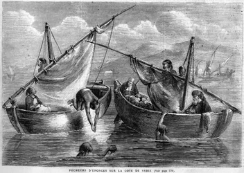 Pescatori di spugne sulla costa siriana nel 1867