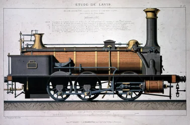 Locomotiva a vapore - disegno a lavaggio