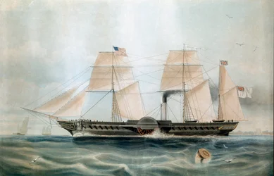 Battello a vapore British Queen nel 1840 (stampa del XIX secolo)