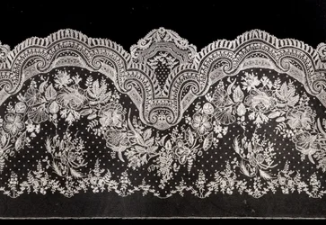 Volante: applicazione di Bruxelles, su tulle. Secondo Impero