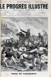 Presa di Antananarivo - I militari francesi invasero Antananarivo nel 1895 - Conquista del Madagascar - cattura di Tananarive da parte della forza di spedizione francese il 30 settembre 1895 - incisione in "Le Progres illustré" del 1895
