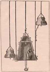 Vista tecnica sezionale di una campana da immersione, c.1833