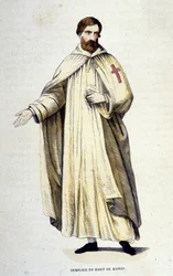 Templare in abito da casa incisione XIX secolo