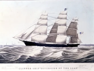 Il clipper americano Sovereign of the Sea intorno al 1852. Litografia del XIX secolo