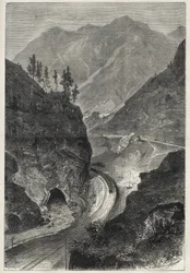 La ferrovia del Brennero verso il Tirolo - Incisione del 1867