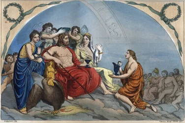 Il consiglio degli dei o Assemblea degli dei: Zeus sull