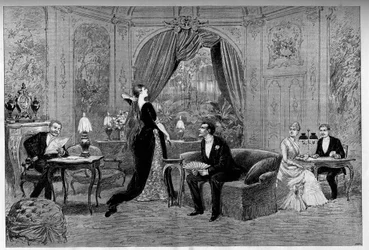 Il conte di Riverolles, Francine, Stanislas de Grandredon, Therese Smith e Henri de Simeux, personaggi della commedia 