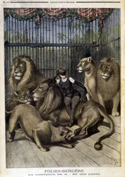 La Contessa di X... e i suoi leoni allo spettacolo delle Folies Bergère a Parigi. In Le petit Journal, il 19/05/1895.