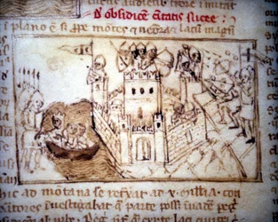 I crociati conquistano una fortezza turca - in "Peregrinationem in Terram Sanctam"
