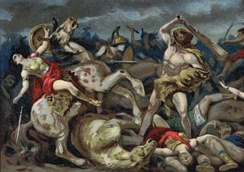Le fatiche di Ercole: Ercole prende la cintura a Ippolito, inizio del XX secolo (cromo)