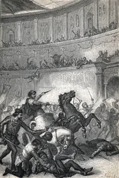 Il massacro di Tessalonica nel 390. Incisione 1884