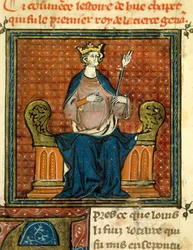 Il rito di Ugo Capeto (941-996) nel 988. Miniatura tratta da un manoscritto del XIII o XIV secolo. Parigi, Biblioteca nazionale di Francia