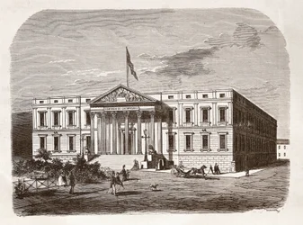 Il Parlamento Spagnolo (Congresso dei Deputati), Madrid. Incisione del XIX secolo