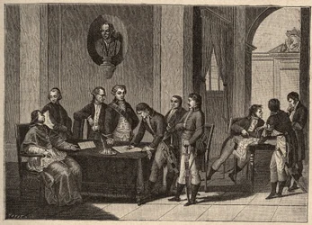 Trattato di Tolentino o Pace di Tolentino, firmato il 19 febbraio 1797 a Tolentino, Italia, tra Francia e Stati Pontifici. (Tra il Generale Bonaparte e Papa Pio VI). Il Papa rinuncia ad Avignone