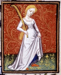 La Vergine. Miniatura di un oroscopo. Manoscritto del XV secolo. Bibl. Trivulziana, Milano