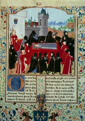 Il corpo del defunto Re Carlo VI (1368-1422) viene portato via, dietro il corteo il nuovo Re Carlo VII (1403-1461) il 22/10/1422