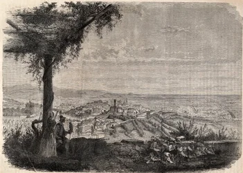 La città di Bergamo intorno al 1858 - incisione