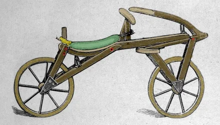 Il "célérifère" o draisienne, inventato dal Barone Carl Drais von Sauerbronn (1785 - 1851) nel 1816