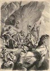 I falsari di Cabilia nel 1857. (falsificazione). Incisione in “Le Monde illustre” del 1857. Collezione privata