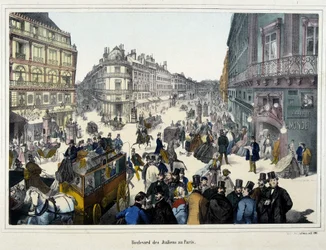 La folla sul boulevard des Italiens - incisione