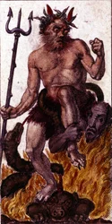 Il diavolo raffigurato su una mappa dei tarocchi del 1840.