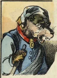 Il cane Medor. Illustrazione della fiaba "Bon medor e Piccola Capretta". In "Fiabe dalla casa per i piccoli". Incisione anonima del XIX secolo