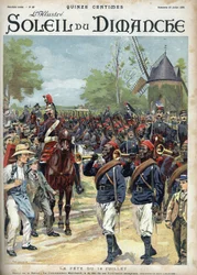 La festa del 14 luglio: il comandante Marchand guida i cavalieri senegalesi. Incisione in "Le sun-du-dimanche", 23 luglio