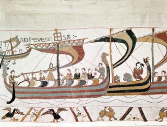 La flotta di Guglielmo I il Conquistatore (1027 - 1087) in rotta verso l